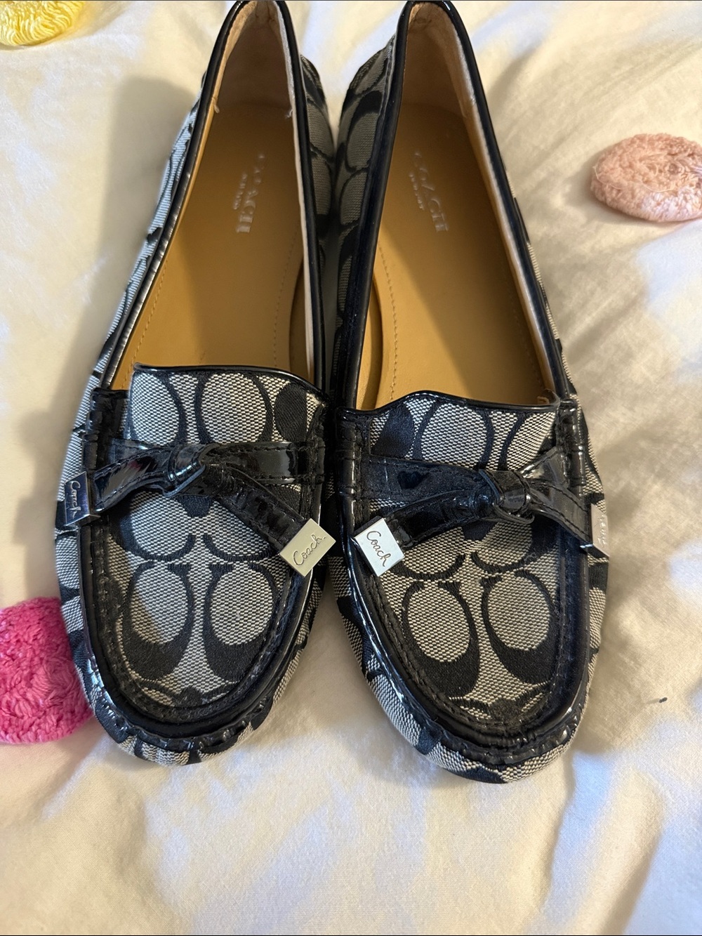 Coach Black and Gray Signature Canvas Loafers